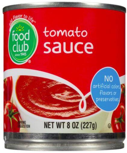 Food Club Tomato Sauce 8oz