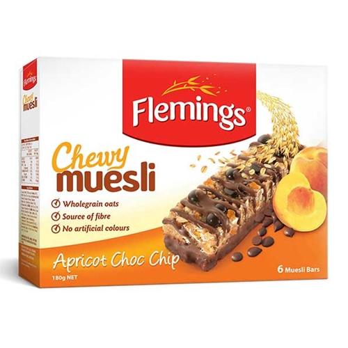 Flemings Chewy Muesli Bar Apricot Choc Chip 180gm