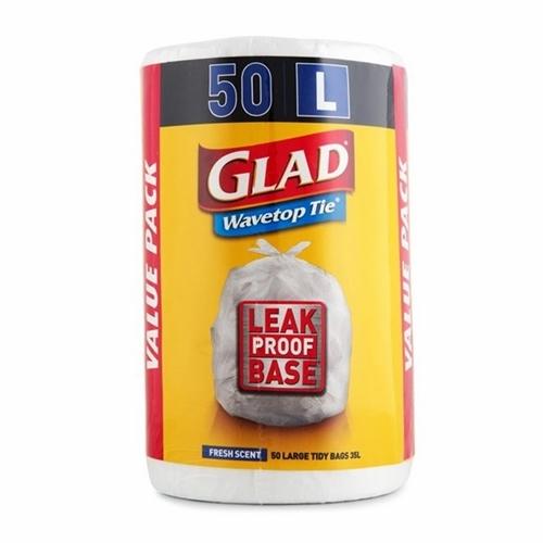 Glad Wavetop Tidy Bags Large 35L Fresh Scent - pk50