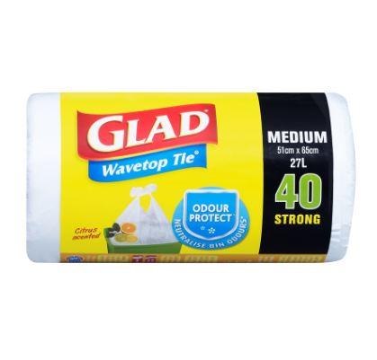 Glad Wave Top Tie Bin Liners Medium 40pk