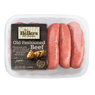 Hellers Old Fashioned Beef Sausage 6 pk Gluten Free