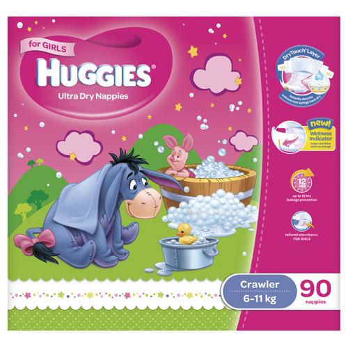 Huggies Jumbo Crawler Girl Nappies 6-11kg box 90pk