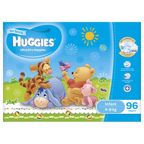 Huggies Jumbo Infant Boy Nappies 4-8kg box 96pk