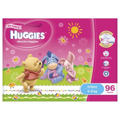 Huggies Jumbo Infant Girl Nappies 4-8kg box 96pk