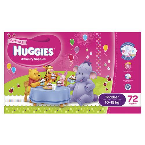 Huggies Jumbo Toddler Girl Nappies 10-15kg box 72pk