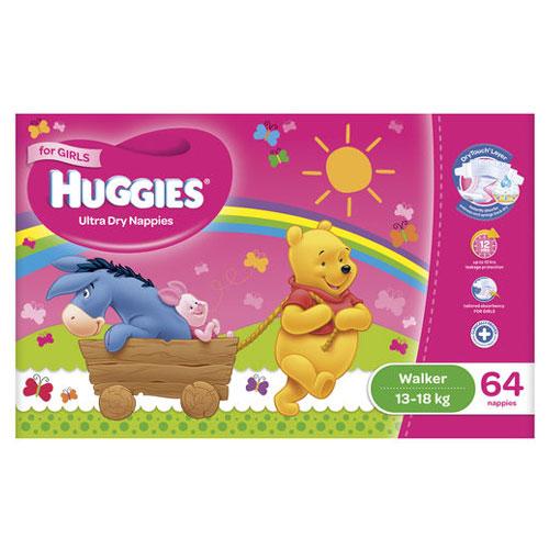 Huggies Jumbo Walker Girl Nappies 13-18kg box 64pk