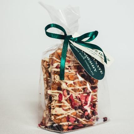 Bramble&Hedge Pomegranate, Cranberry, Orange & White Belgian Chocolate Brittle 200g