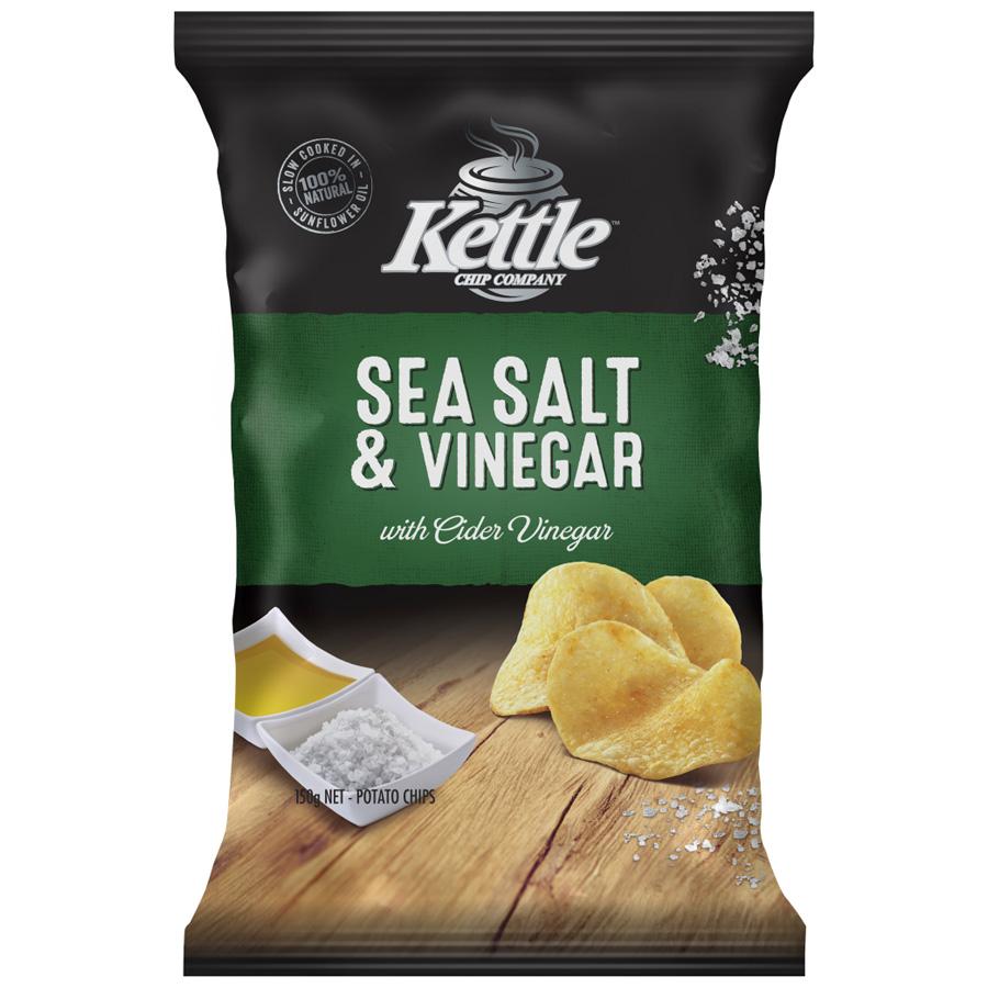 Kettle Chip Company Sea Salt & Vinegar Potato Chips 150g