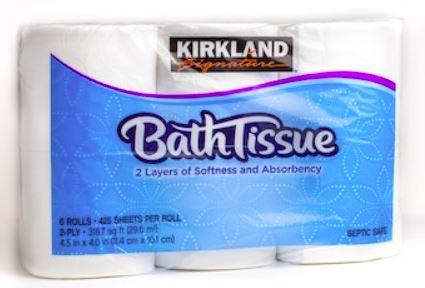 Kirkland  2 ply Bath Tissue  6 ct 425 sheets