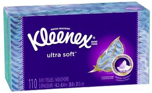 Kleenex Ultra Soft 3 Ply Rectangle Box 110 Tissues