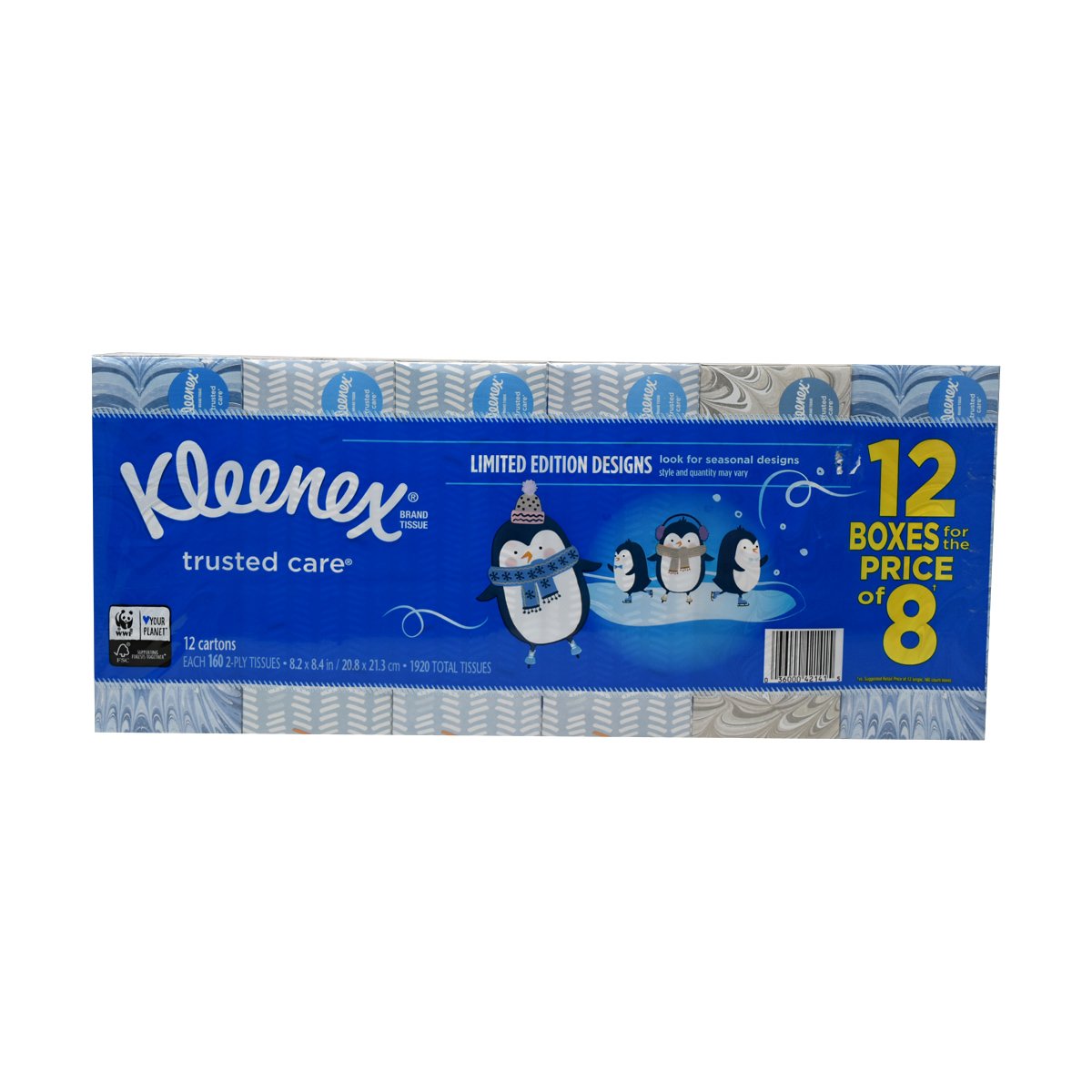 Kleenex 2 Ply Trusted Care  Rectangle Box 144 ea Tissues 12pk
