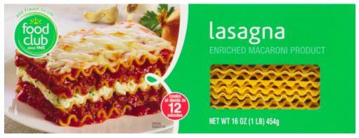 Food Club Lasagna Noodles 16oz