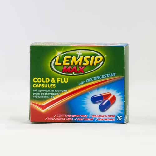 Lemsip Max Decongestant Cold & Flu Caps 16s