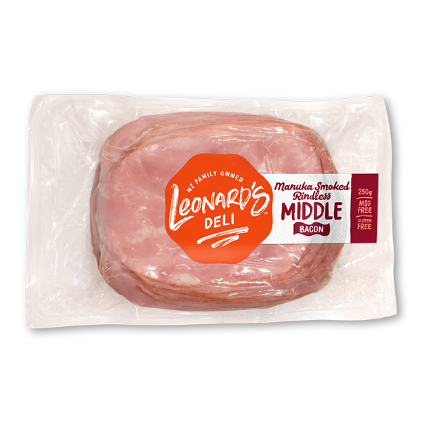 Leonards Manuka Smoked Rindless Middle Bacon 250g