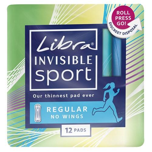 Libra Invisible Sport Pads Regular No Wings 12pk