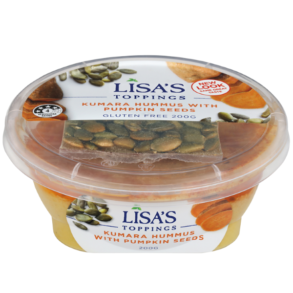 Lisa's Toppings Kumara Hummus with Pumpkin Seeds 200g