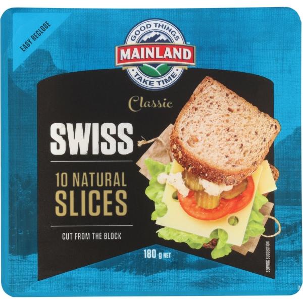 Mainland Cheese Swiss Natural Cheese Slices 180g