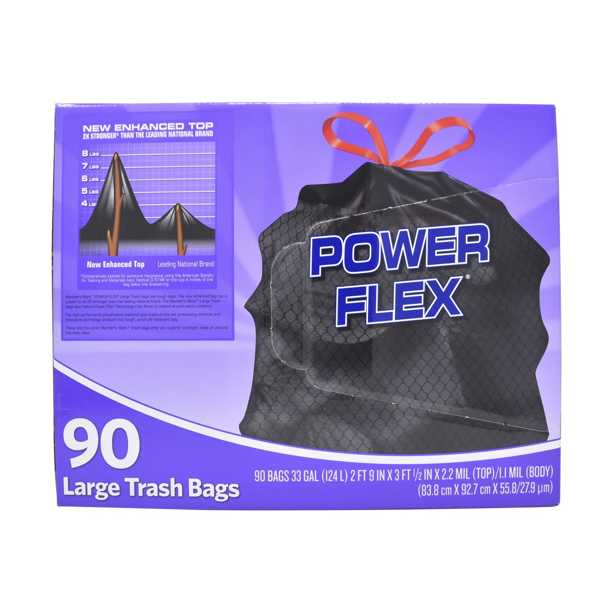 Member's Mark Power Flex 33 Gal Large Drawstring Trash Bags