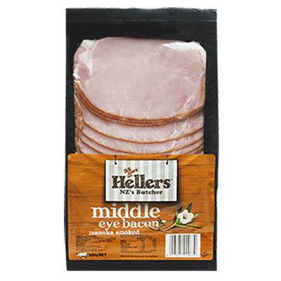 Hellers Manuka Smoked Middle Eye Bacon 250g