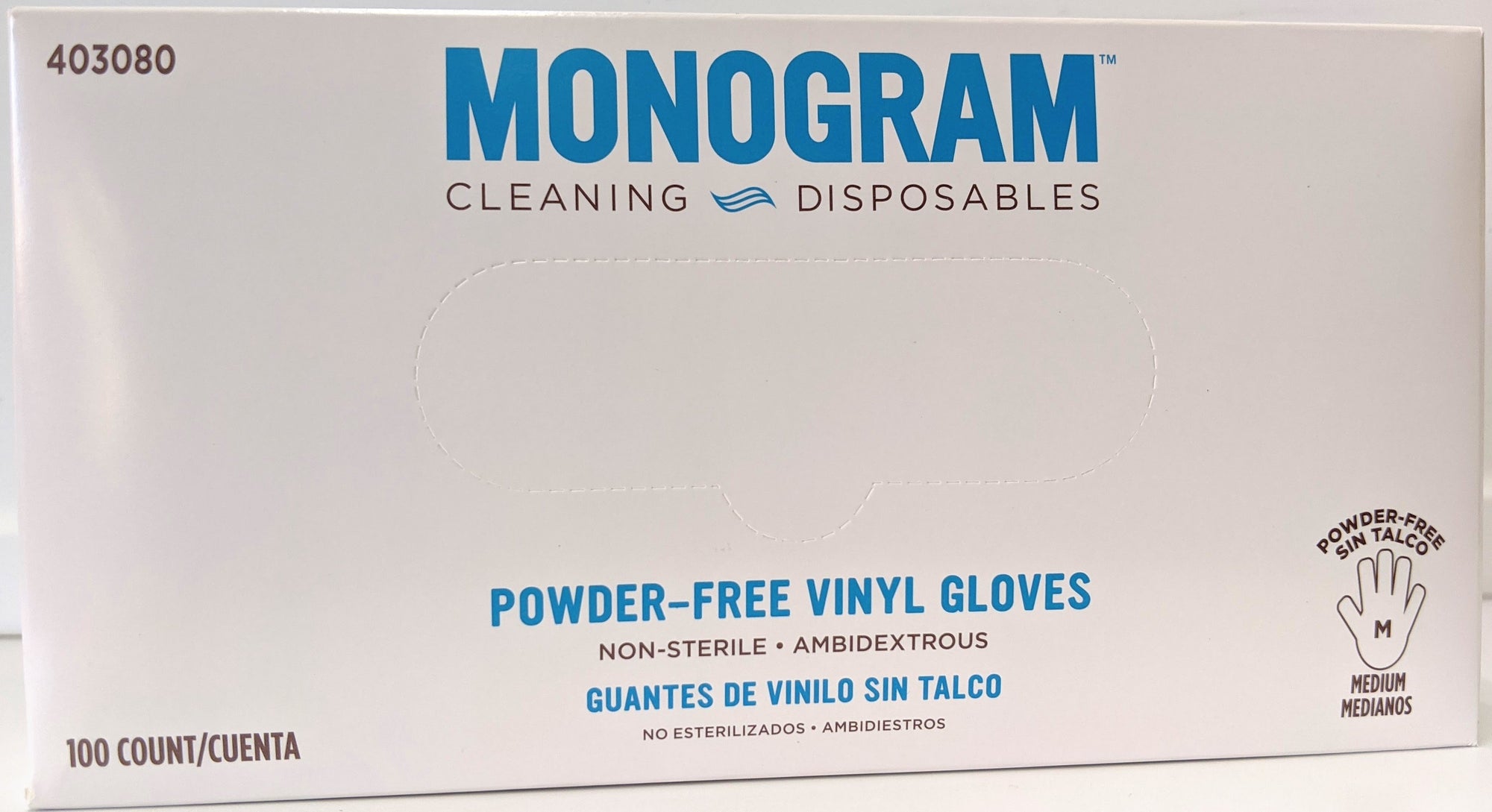 Monogram Powder-Free Vinyl Medium Gloves 100ct