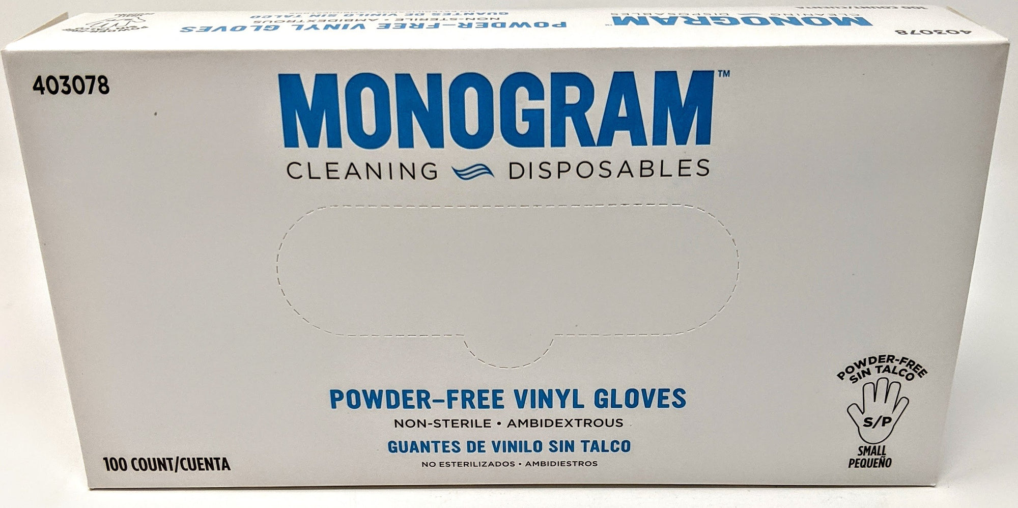 Monogram Powder-Free Vinyl Small Gloves 100 ct