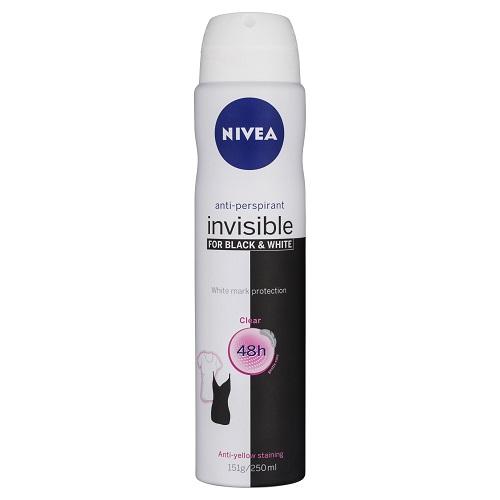 Nivea Invisible Black & White 48H Clear Antiperspirant Aerosol 250ml