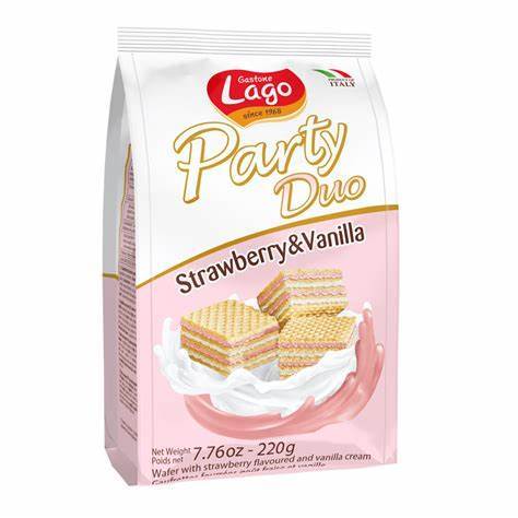 Lago Party Wafers Strawberry & Vanilla 220g