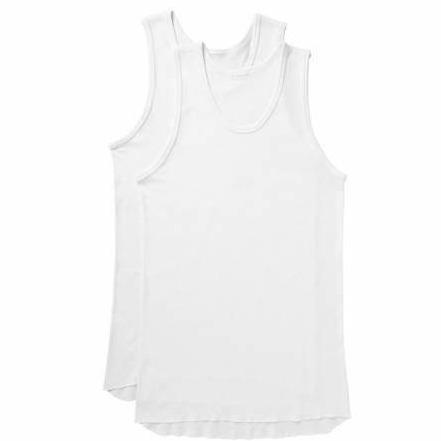 Mens Jockey Singlet, 2pk, White, Medium