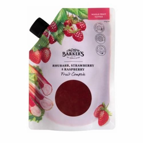 Barkers Rhubarb Strawberry Raspberry Compote Pouch 500g