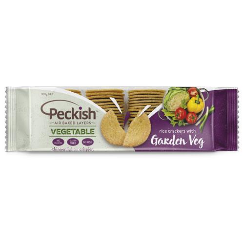 Peckish Vegetable Rice Crackers w Garden Veges 100g