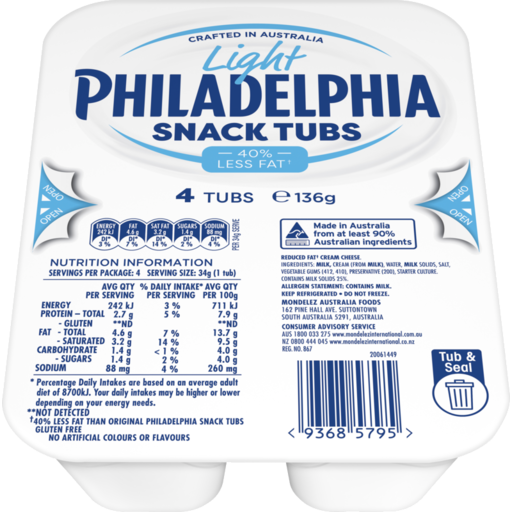 Philadelphia Snack Tub light 4 Tubs, 136g