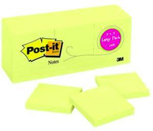 Post-it Notes, 3" x 3", Canary Yellow, 27 Pads, 2,700 Total