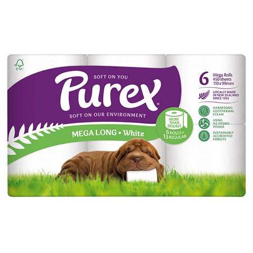 Purex Toilet Paper 6pk White Mega Long