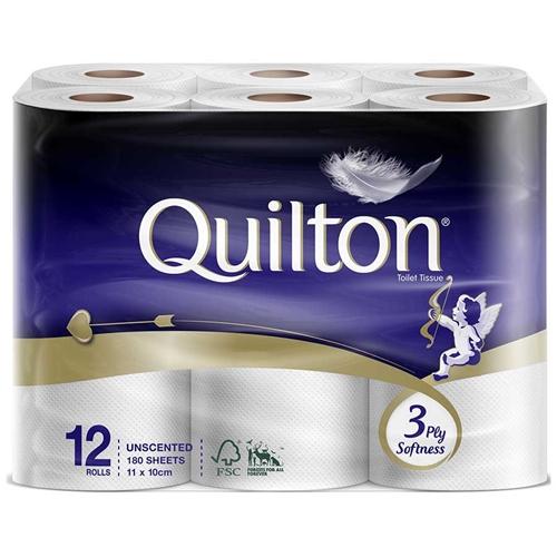 Quilton Toilet Tissue Unscented White 3ply 12pk