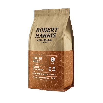 Robert Harris Italian Roast Plunger & Filter Grind Fresh Coffee 200g