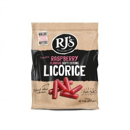 RJs Soft Eating Raspberry Licorice 300g