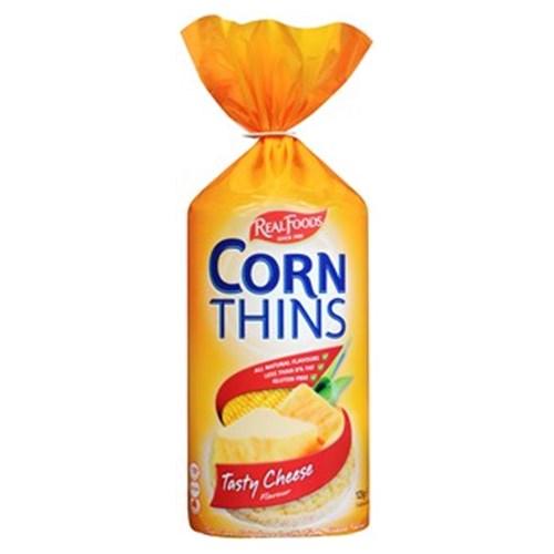 Real Foods Corn Thins Corn Cakes Tasty Cheese 125g