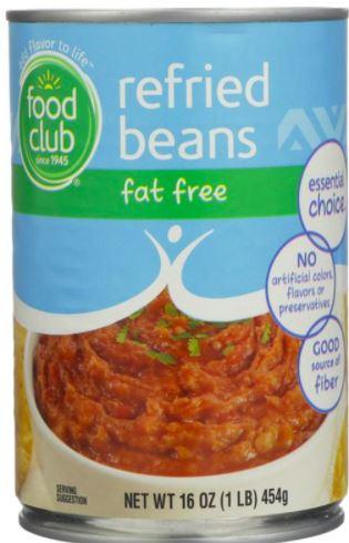 Food Club Fat Free Refried Beans 16oz