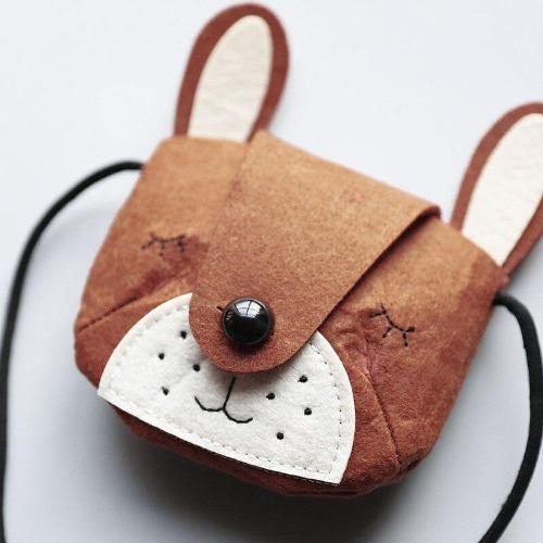 Felt Brown Bear Small Bag