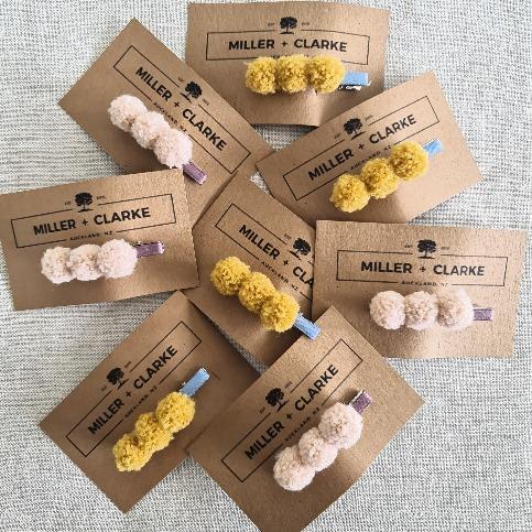 Small 3 pompom Clips