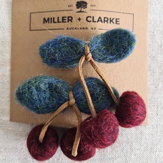 Felt Cherry Clips - Set of 2