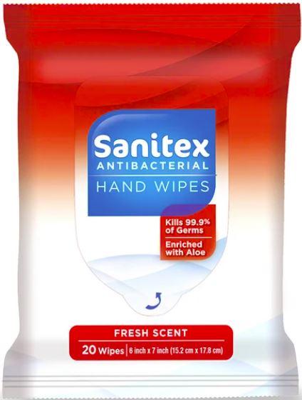 Sanitex Antibacterial Hand Wipes, 20 ct