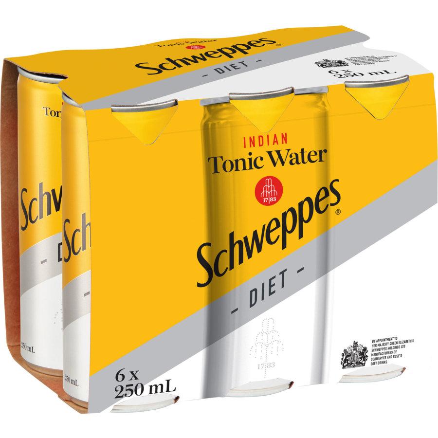 Schweppes Diet Tonic Cans 6pack 250ml