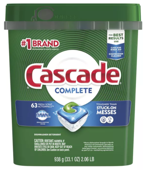 Cascade Complete Dawn Fresh Scent Action Pacs Dishwasher Detergent 63 Pacs