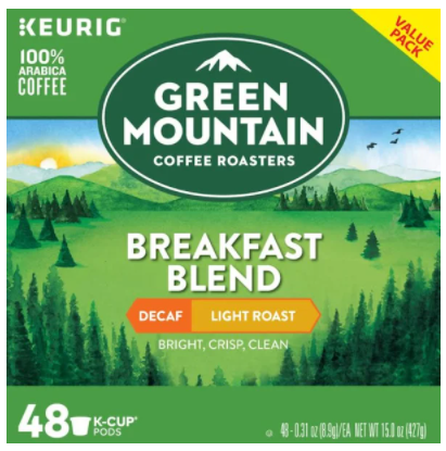 Keurig Green Mountain Breakfast Blend Decaf K-Cups Coffee 48 Pods