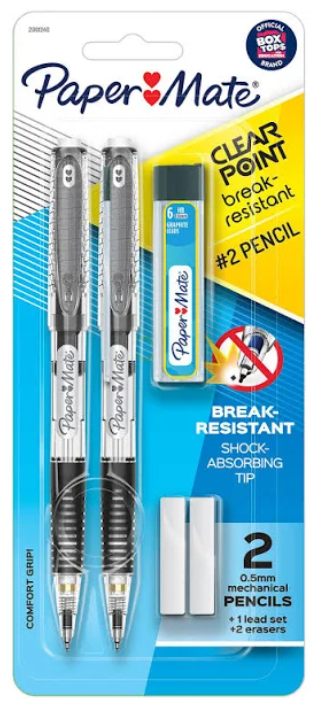 Paper Mate Clear Point Break- Resistant #2 Mechanical Pencils  2 ct