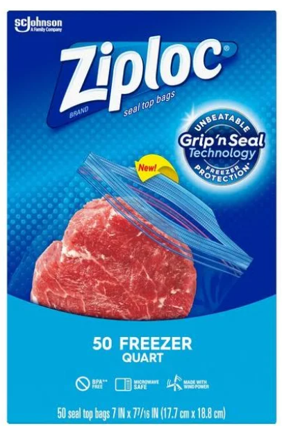 Ziploc Freezer Quart Bags 50 ct