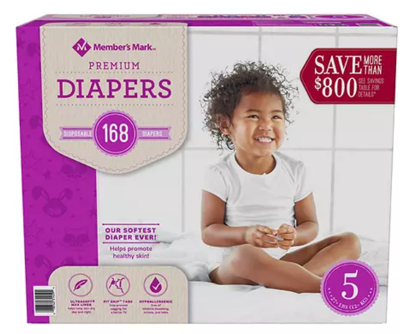 Member's Mark Premium Diapers Size 5,  168ct