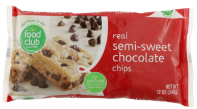 Food Club Real Semi-Sweet Chocolate Chips 12 oz