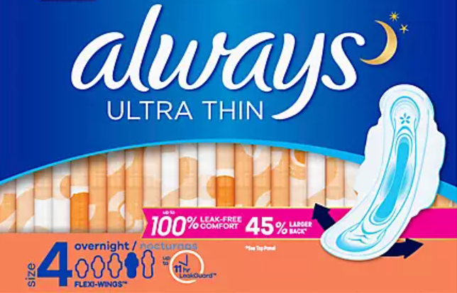 Always Ultra Thin Overnight Flexi-Wings Pads Size 4/40 ct